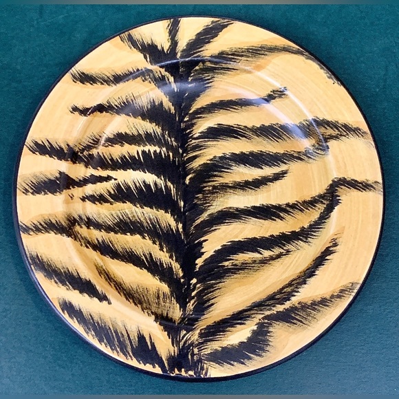 1996 Vintage Laurie Gates Safari Animal Print Tiger Salad Plate - Picture 3 of 10